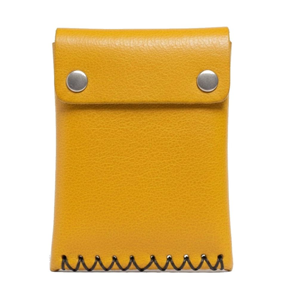 No. 092 Card Case with Snaps, Ebony Waxed Flesh