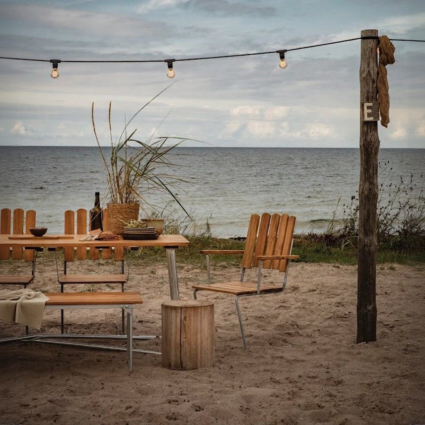 Armchair A2 — Untreated Teak / Hot-Galvanized Base