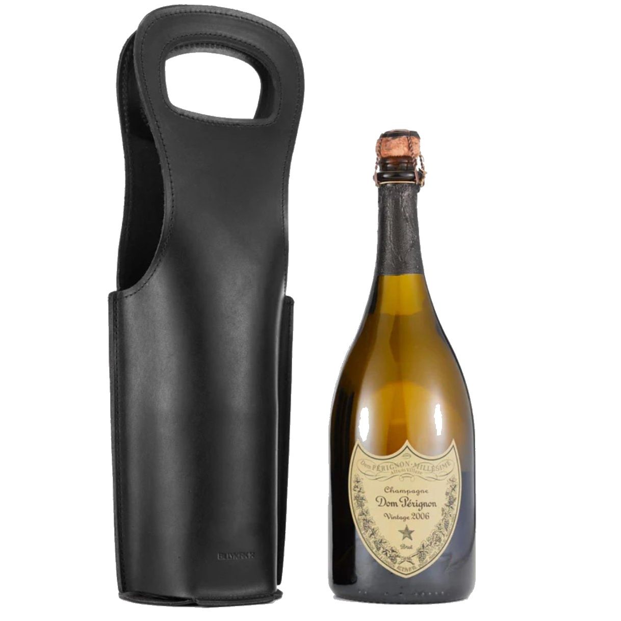 No. 520 Leather Wine Tote, Black