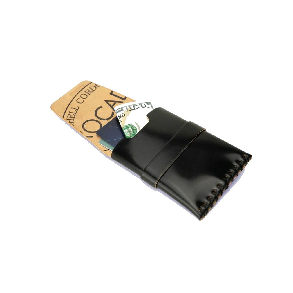 No. 155 Card Case with Flap, Onyx Cordovan