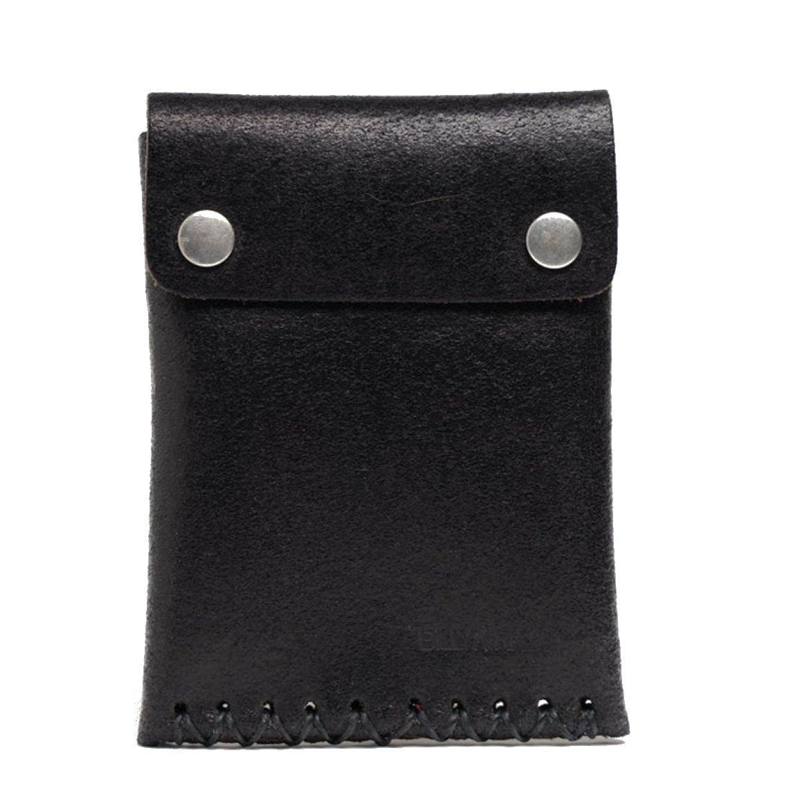 No. 092 Card Case with Snaps, Ebony Waxed Flesh