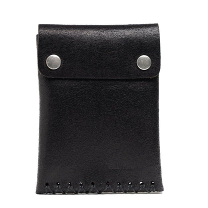 No. 092 Card Case with Snaps, Ebony Waxed Flesh