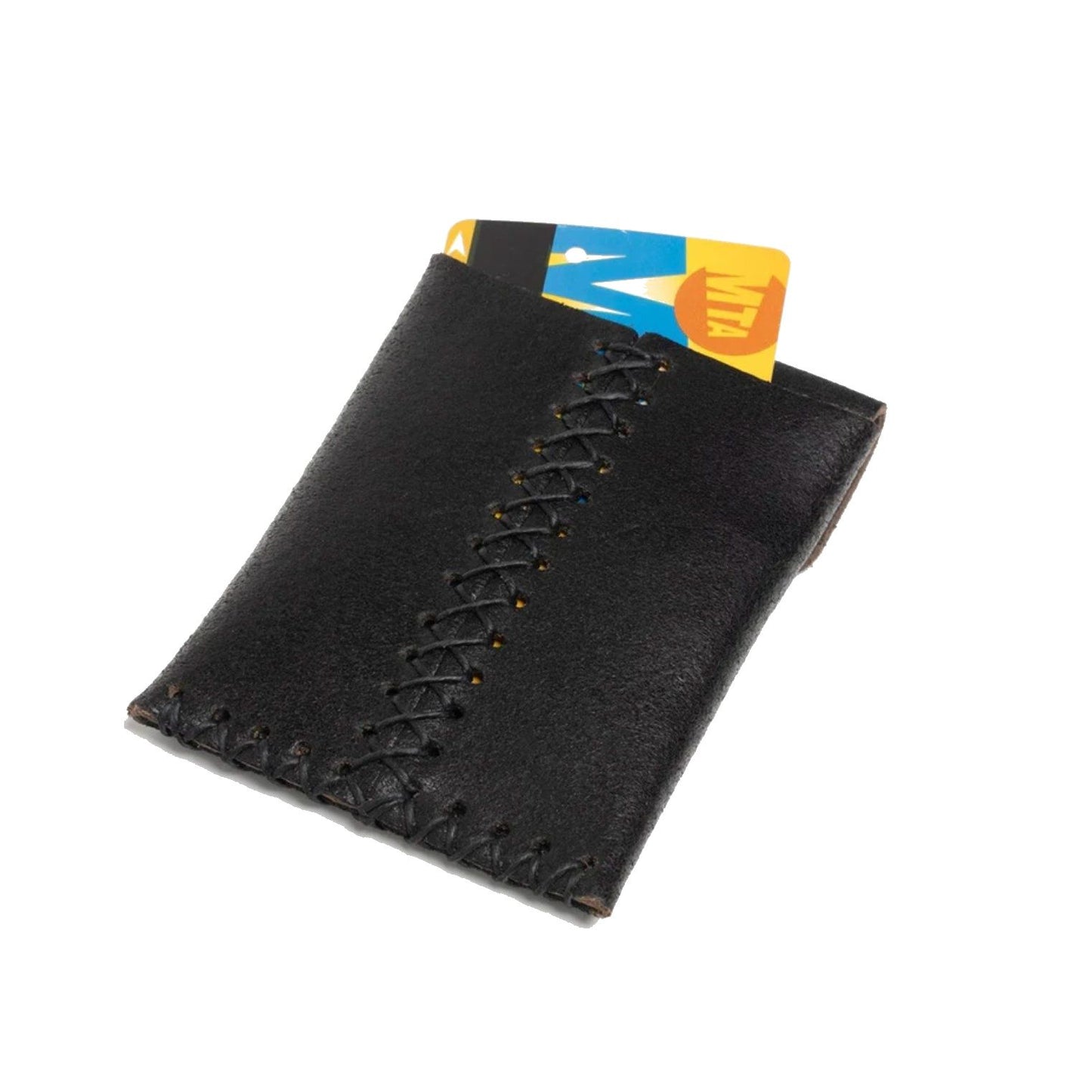 No. 092 Card Case with Snaps, Ebony Waxed Flesh