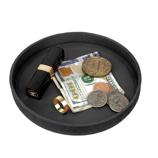 No. 310 Small Circle Leather Valet Tray, Black