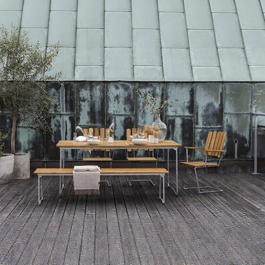 AMTable B31 - 170 — Untreated Teak / Hot-Galvanized Base