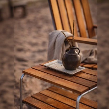 Side Table L45 Teak — Untreated Teak / Hot-Galvanized Base