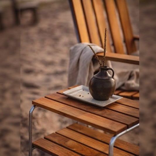 Side Table L45 Teak — Untreated Teak / Hot-Galvanized Base