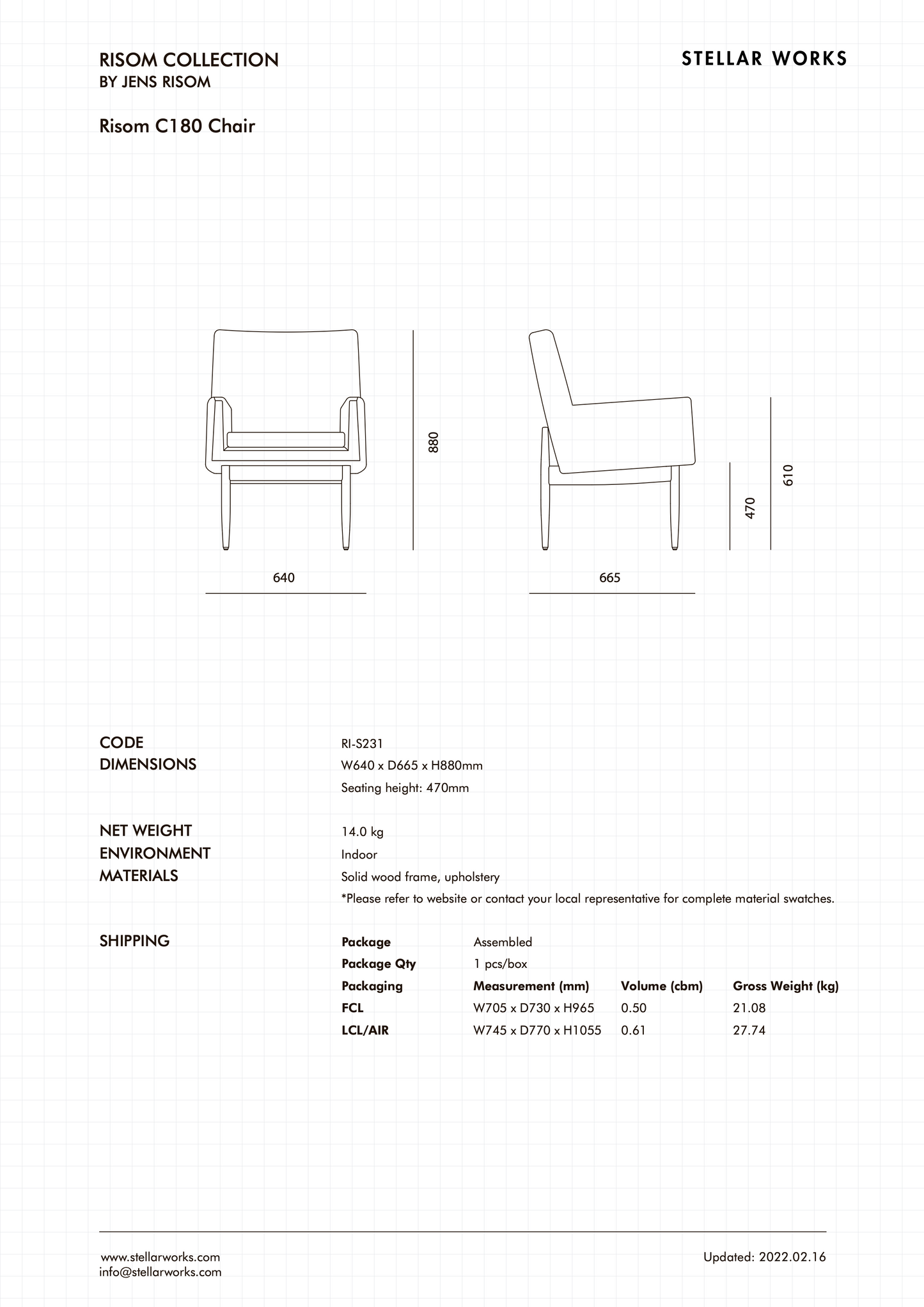 Risom C180 Dining Armchair