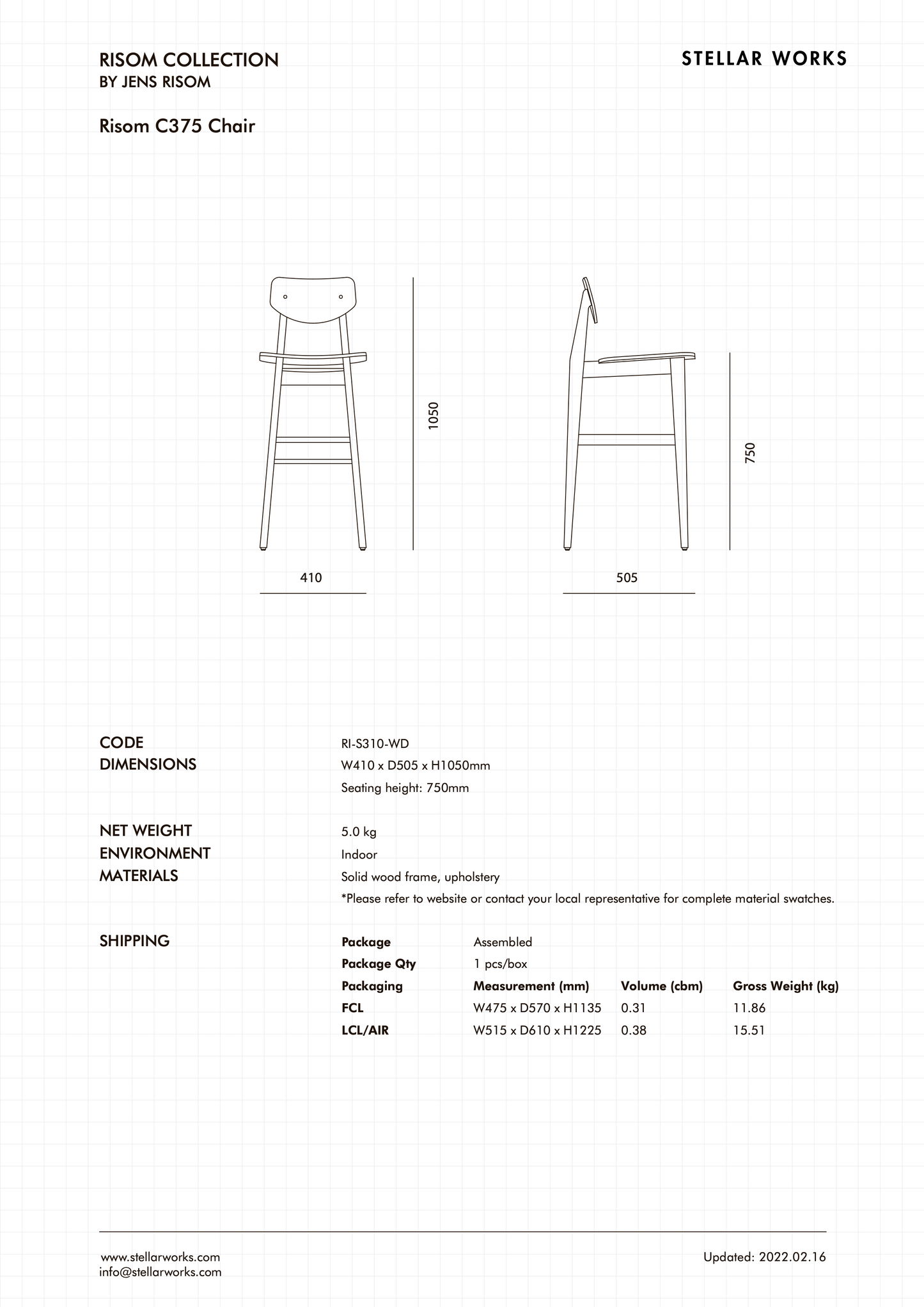Risom C375 Bar Chair