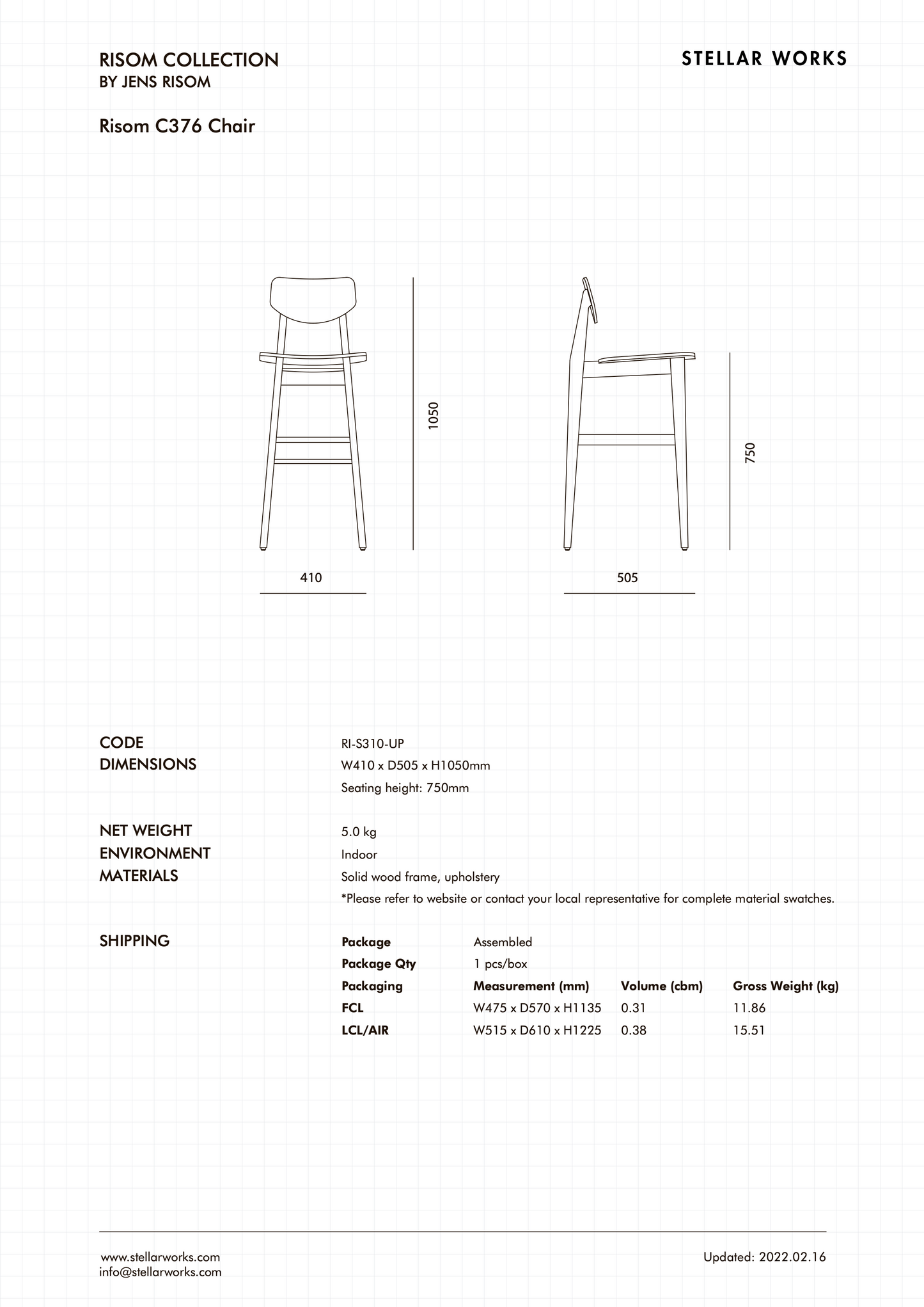 Risom C376 Bar Chair