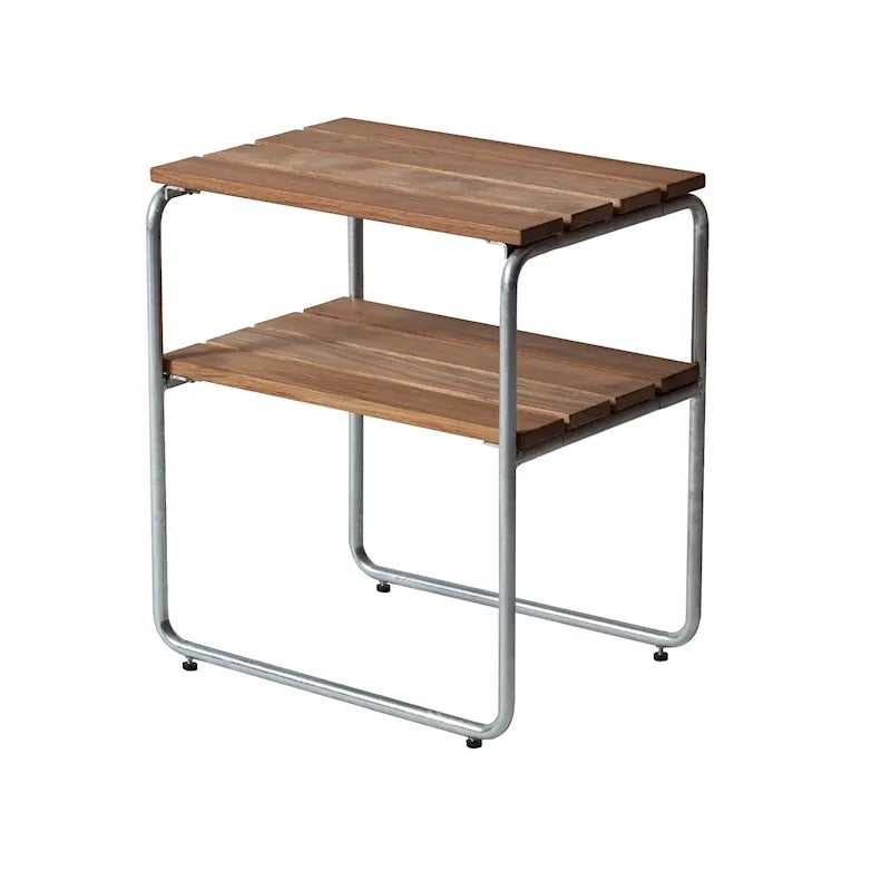 Side Table L45 Teak — Untreated Teak / Hot-Galvanized Base